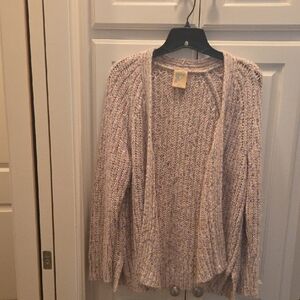 Soft and Cozy Knit Cardigan in Cream and Pink